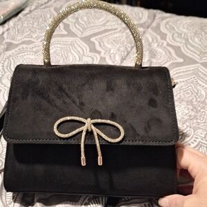 LC Lauren Conrad Black Mini Bag with Gold Handle